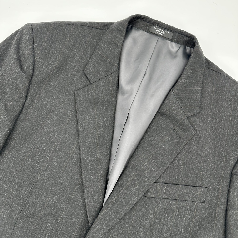 Albert Nipon Mens Charcoal Pinstripe Wool Blazer Jacket Size S44‎